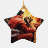 Boxer Gift, Huisdier Gift, Hond Brandweerman, Kers Keramisch Ornament (Voorkant)