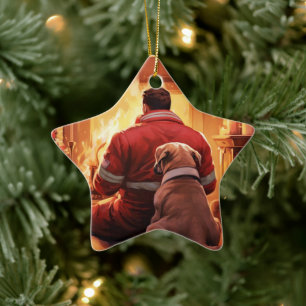 Boxer Gift, Huisdier Gift, Hond Brandweerman, Kers Keramisch Ornament