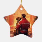 Boxer Gift, Huisdier Gift, Hond Brandweerman, Kers Keramisch Ornament (Achterkant)