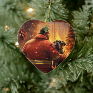Boxer Gift, Huisdier Gift, Hond Brandweerman, Kers Keramisch Ornament