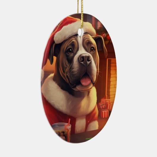 Boxer Gift, Huisdier Gift, Hond Politie, Kerstmis  Keramisch Ornament (Rechts)