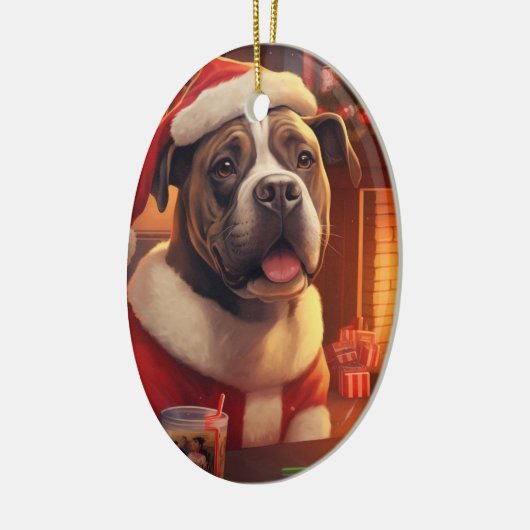 Boxer Gift, Huisdier Gift, Hond Politie, Kerstmis  Keramisch Ornament (Links)