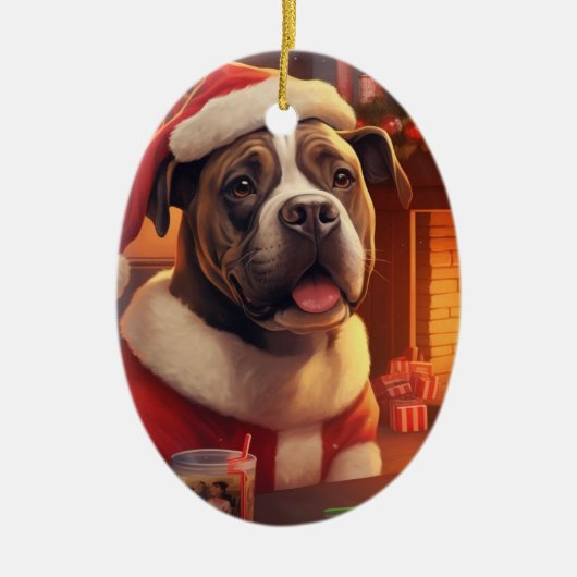 Boxer Gift, Huisdier Gift, Hond Politie, Kerstmis  Keramisch Ornament (Voorkant)
