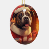Boxer Gift, Huisdier Gift, Hond Politie, Kerstmis  Keramisch Ornament (Achterkant)