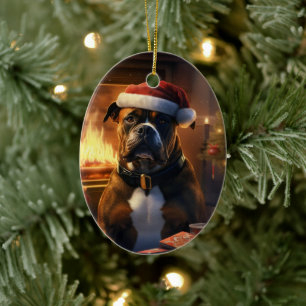 Boxer Gift, Huisdier Gift, Hond Politie, Kerstmis  Keramisch Ornament