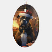 Boxer Gift, Huisdier Gift, Hond Politie, Kerstmis  Keramisch Ornament (Links)