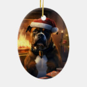 Boxer Gift, Huisdier Gift, Hond Politie, Kerstmis  Keramisch Ornament (Achterkant)