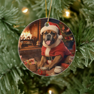 Boxer Gift, Huisdier Gift, Hond Politie, Kerstmis  Keramisch Ornament
