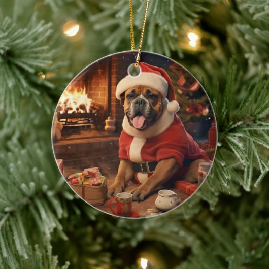 Boxer Gift, Huisdier Gift, Hond Politie, Kerstmis  Keramisch Ornament (Boom)