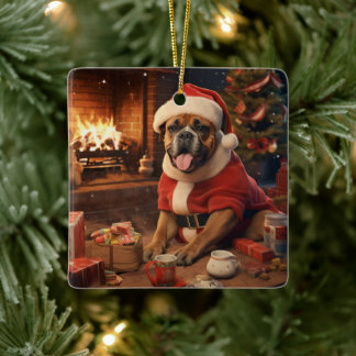 Boxer Gift, Huisdier Gift, Hond Politie, Kerstmis  Keramisch Ornament