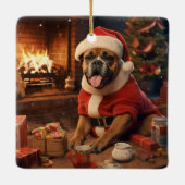 Boxer Gift, Huisdier Gift, Hond Politie, Kerstmis Keramisch Ornament (Achterkant)
