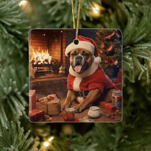 Boxer Gift, Huisdier Gift, Hond Politie, Kerstmis Keramisch Ornament (Boom)