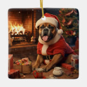 Boxer Gift, Huisdier Gift, Hond Politie, Kerstmis Keramisch Ornament (Voorkant)