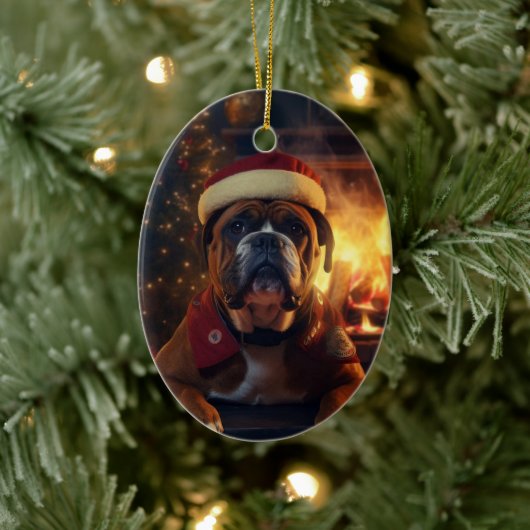 Boxer Gift, Huisdier Gift, Hond Politie, Kerstmis Keramisch Ornament (Boom)