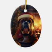 Boxer Gift, Huisdier Gift, Hond Politie, Kerstmis Keramisch Ornament (Voorkant)