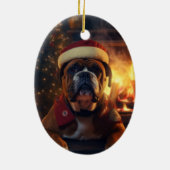 Boxer Gift, Huisdier Gift, Hond Politie, Kerstmis Keramisch Ornament (Achterkant)