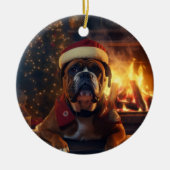 Boxer Gift, Huisdier Gift, Hond Politie, Kerstmis  Keramisch Ornament (Voorkant)