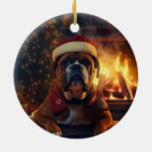 Boxer Gift, Huisdier Gift, Hond Politie, Kerstmis  Keramisch Ornament (Achterkant)