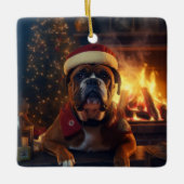 Boxer Gift, Huisdier Gift, Hond Politie, Kerstmis Keramisch Ornament (Voorkant)