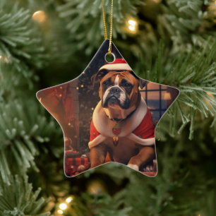 Boxer Gift, Huisdier Gift, Hond Politie, Kerstmis Keramisch Ornament