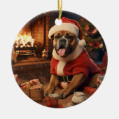 Boxer Gift, Huisdier Gift, Hond Politie, Kerstmis Keramisch Ornament (Voorkant)