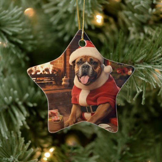 Boxer Gift, Huisdier Gift, Hond Politie, Kerstmis  Keramisch Ornament (Boom)