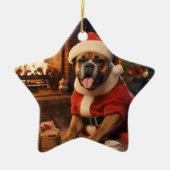 Boxer Gift, Huisdier Gift, Hond Politie, Kerstmis  Keramisch Ornament (Voorkant)