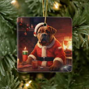 Boxer Gift, Huisdier Gift, Hond Politie, Kerstmis Keramisch Ornament