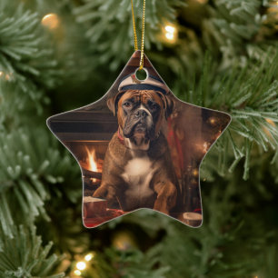 Boxer Gift, Huisdier Gift, Hond Politie, Kerstmis Keramisch Ornament