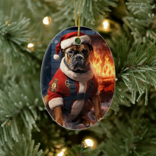 Boxer Gift, Huisdier Gift, Hond Politie, Kerstmis  Keramisch Ornament (Boom)