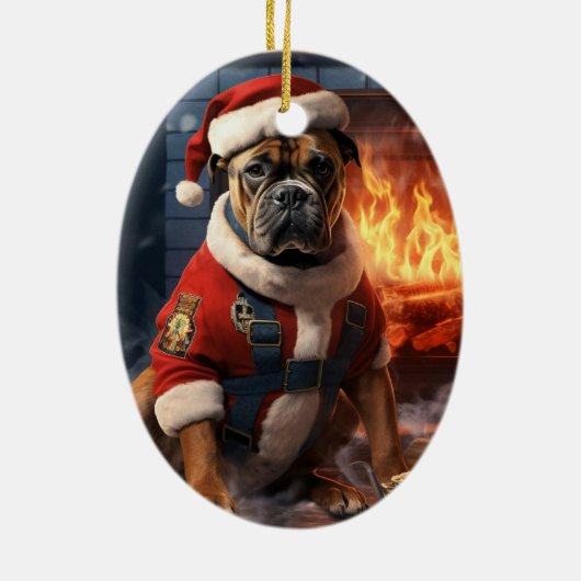Boxer Gift, Huisdier Gift, Hond Politie, Kerstmis  Keramisch Ornament (Achterkant)