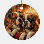 Boxer Gift, Kerstmis Ornament, Huisdier Gift, Hond Keramisch Ornament (Voorkant)