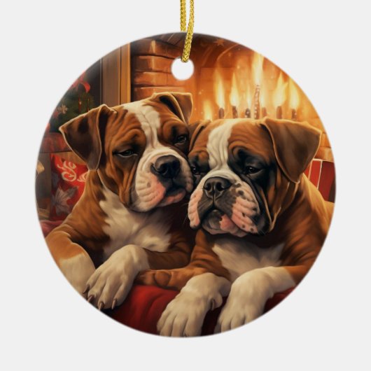 Boxer Gift, Kerstmis Ornament, Huisdier Gift, Hond Keramisch Ornament (Voorkant)