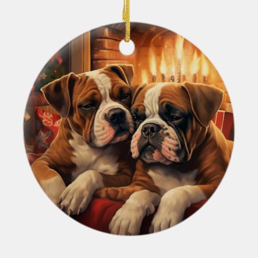 Boxer Gift, Kerstmis Ornament, Huisdier Gift, Hond Keramisch Ornament (Achterkant)