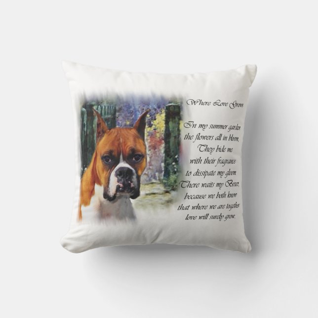 Boxer Gifts waar liefde groeit Kussen (Voorkant)