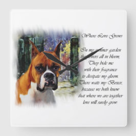 Boxer Gifts waar liefde groeit Vierkante Klok