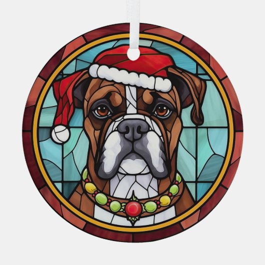 Boxer Glas in lood Kerst Glas Ornament (Achterkant)
