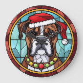 Boxer Glas in lood Kerst Grote Klok (Voorkant)