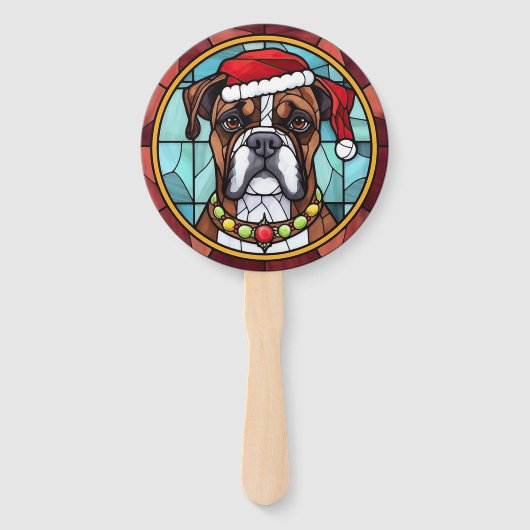 Boxer Glas in lood Kerst Handwaaier (Voorkant)