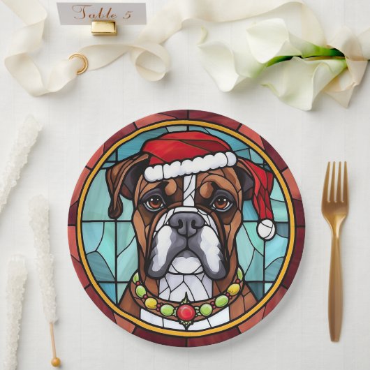 Boxer Glas in lood Kerst Papieren Bordje (Huwelijk)