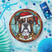 Boxer Glas in lood Kerst Papieren Bordje (Feest)