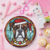 Boxer Glas in lood Kerst Papieren Bordje (Feest)