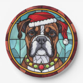 Boxer Glas in lood Kerst Papieren Bordje (Voorkant)