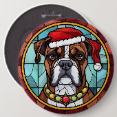Boxer Glas in lood Kerst Ronde Button 6,0 Cm (Voorkant /achterkant)