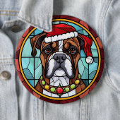 Boxer Glas in lood Kerst Ronde Button 6,0 Cm (In situ)