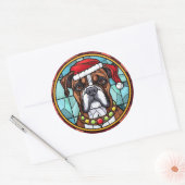 Boxer Glas in lood Kerst Ronde Sticker (Envelop)