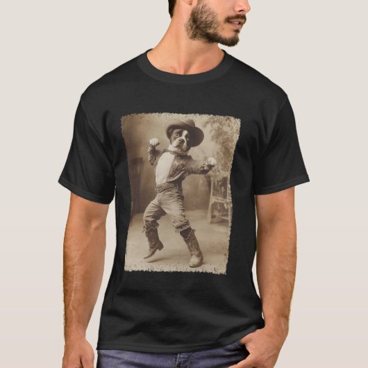 Boxer Grappige Hond Grappige Cowboy T-shirt (Voorkant)