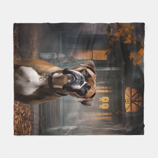Boxer Halloween eng Fleece Deken (Voorkant (Horizontaal))