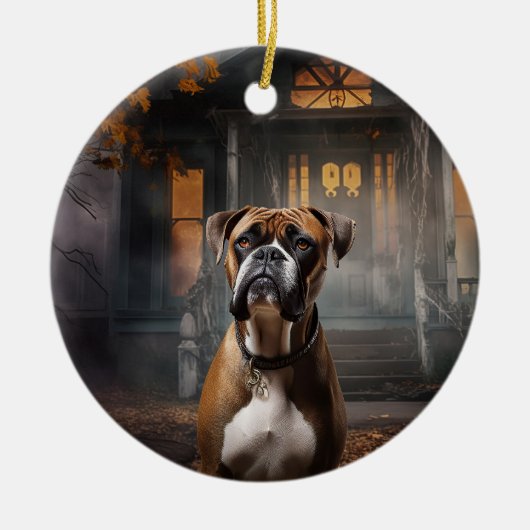 Boxer Halloween eng Keramisch Ornament (Voorkant)