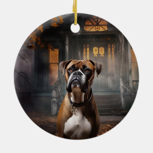 Boxer Halloween eng Keramisch Ornament (Achterkant)